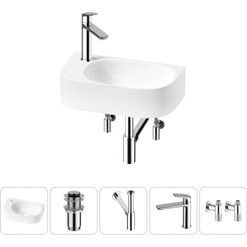 Комплект Wellsee 5 в 1 Lavinia Boho Bathroom Sink накладная/подвесная раковина 40x22 см 20216341R