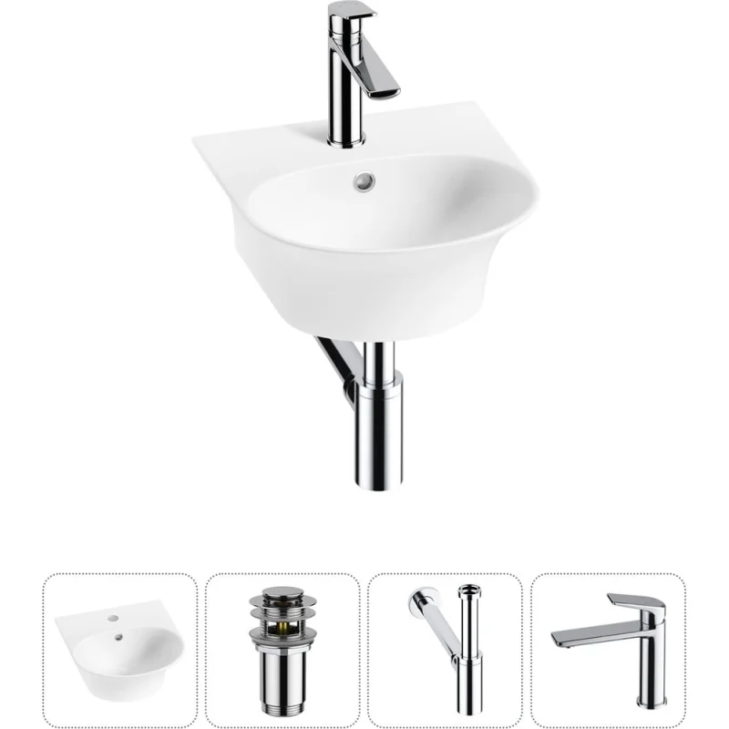 Комплект Wellsee 4 в 1 Lavinia Boho Bathroom Sink накладная/подвесная раковина 34x36 см 20216645R