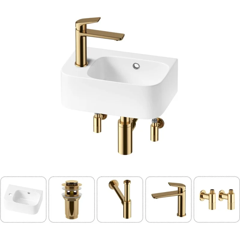 Комплект Wellsee 5 в 1 Lavinia Boho Bathroom Sink накладная/подвесная раковина 37x25 см 20216539R