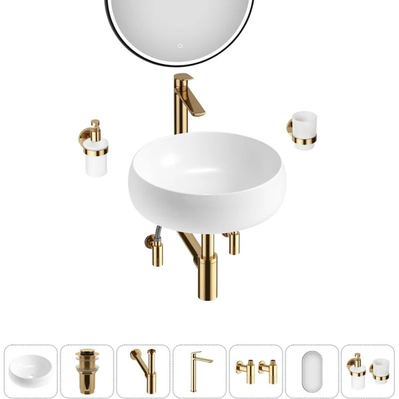 Комплект Wellsee 7 в 1 Lavinia Boho Bathroom Sink накладная раковина 36x36 см 20219239R