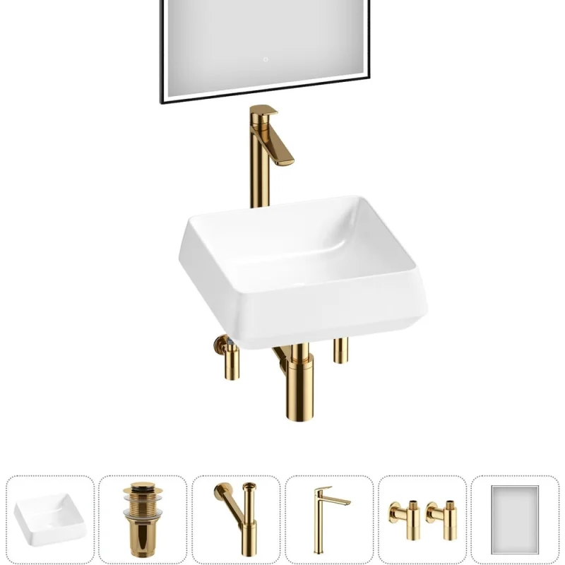 Комплект Wellsee 6 в 1 Lavinia Boho Bathroom Sink накладная раковина 38x38 см 20219427R