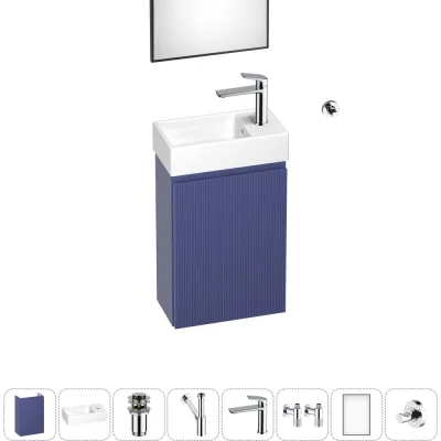 Комплект подвесной тумбы с раковиной для ванной и туалета Wellsee WC Area в наборе 8 в 1 20216924R