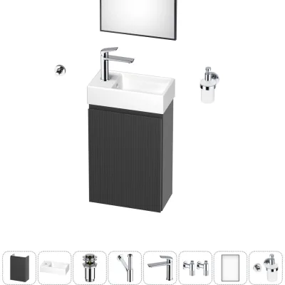 Комплект подвесной тумбы с раковиной для ванной и туалета Wellsee WC Area в наборе 9 в 1 20216952R