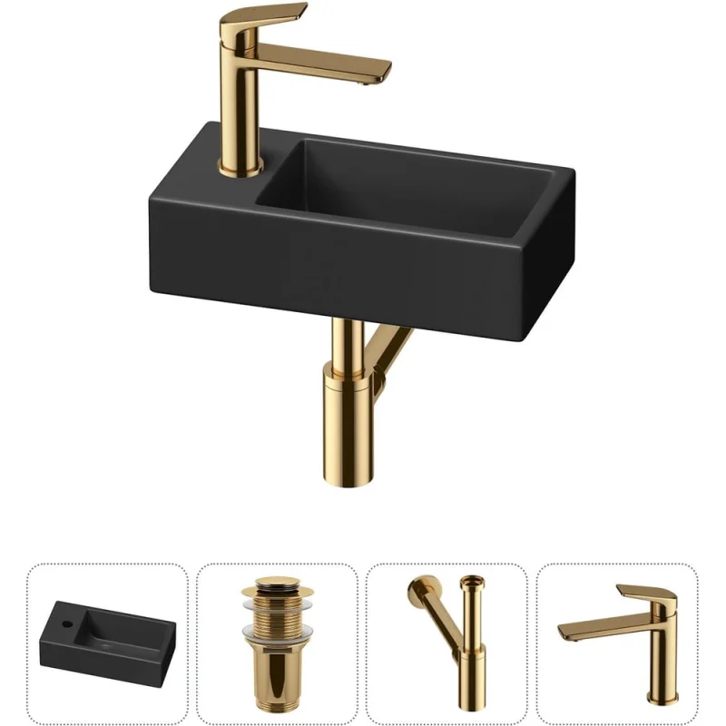 Комплект Wellsee 4 в 1 Lavinia Boho Bathroom Sink накладная/подвесная раковина 40x20 см 20216017R