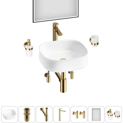 Комплект Wellsee 7 в 1 Lavinia Boho Bathroom Sink накладная раковина 42x42 см 20219447R