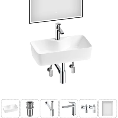 Комплект Wellsee 6 в 1 Lavinia Boho Bathroom Sink накладная раковина 54x30 см 20219353R