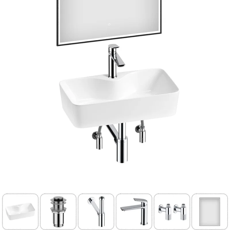 Комплект Wellsee 6 в 1 Lavinia Boho Bathroom Sink накладная раковина 54x30 см 20219353R