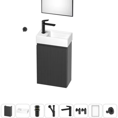 Комплект подвесной тумбы с раковиной для ванной и туалета Wellsee WC Area в наборе 8 в 1 20216937R