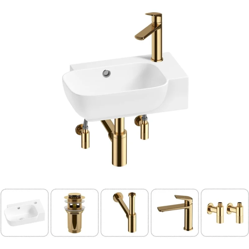 Комплект Wellsee 5 в 1 Lavinia Boho Bathroom Sink накладная/подвесная раковина 40x24 см 20216371R