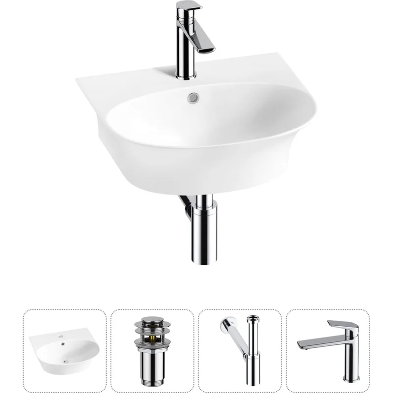 Комплект 4 в 1 Wellsee Bathroom Sink накладная/подвесная раковина 46x41 см состоит 20216673R