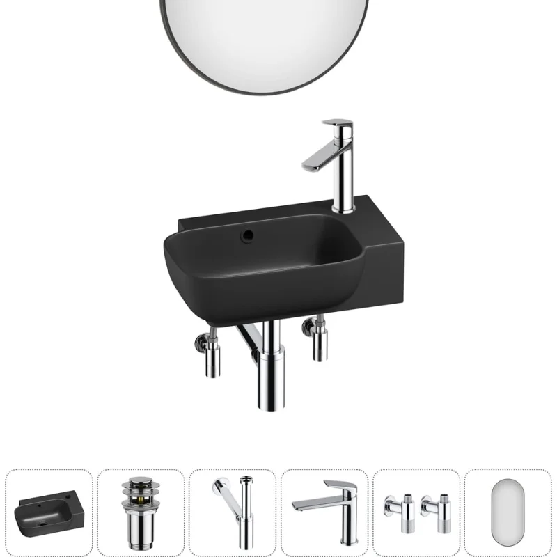 Комплект 6 в 1 Wellsee Lavinia Boho Bathroom Sink накладная/подвесная раковина 40x24 см 20219773R