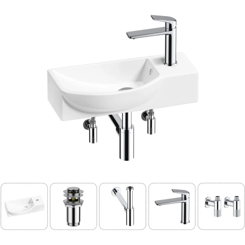 Комплект Wellsee 5 в 1 Lavinia Boho Bathroom Sink накладная/подвесная раковина 45x24 см 20216117R