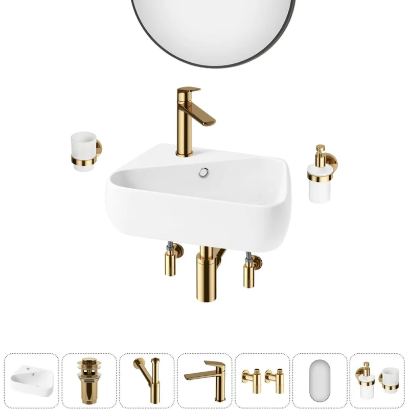 Комплект Wellsee 7 в 1 Lavinia Boho Bathroom Sink накладная/подвесная раковина 44x27 см 20219883R