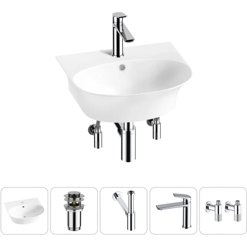 Комплект Wellsee 5 в 1 Lavinia Boho Bathroom Sink накладная/подвесная раковина 46x41 см 20216677R