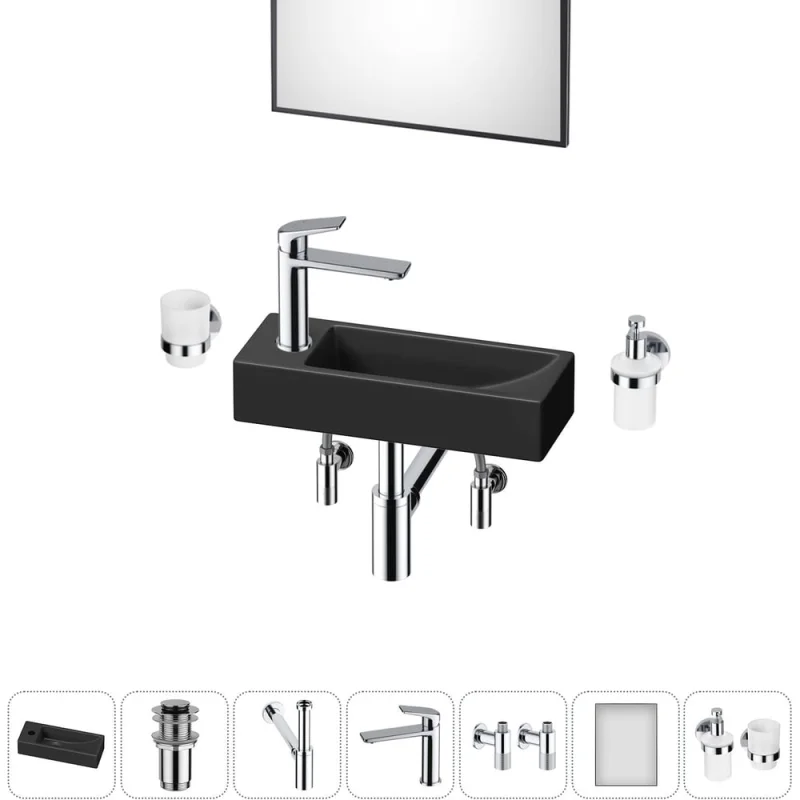 Комплект Wellsee 7 в 1 Lavinia Boho Bathroom Sink накладная/подвесная раковина 38x14 см 20219552R
