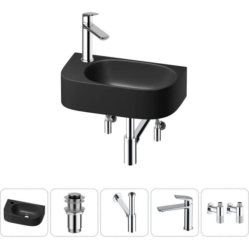 Комплект 5 в 1 Wellsee Bathroom Sink накладная/подвесная раковина 40x22 см состоит 20216354R