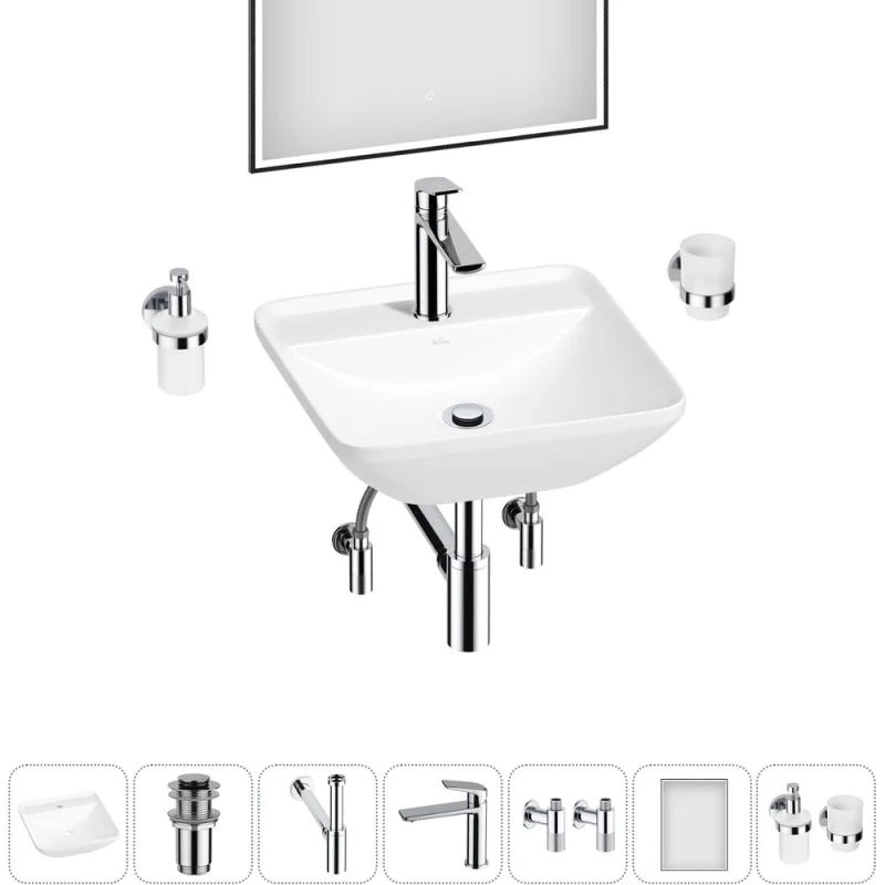 Набор Wellsee 7 в 1 Cute Twin S накладная раковина 43x43 см 20218967R