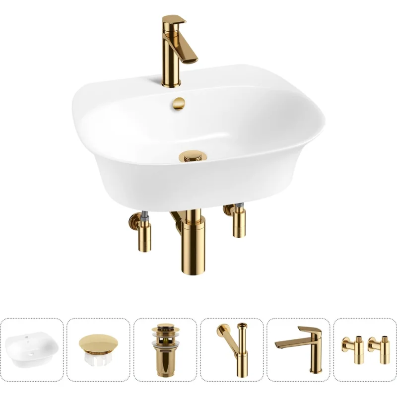 Набор Wellsee 6 в 1 Excellence Pro накладная/подвесная раковина 50x46 см 20217176R