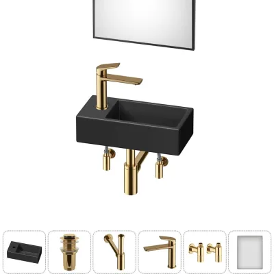 Комплект Wellsee 6 в 1 Lavinia Boho Bathroom Sink накладная/подвесная раковина 40x20 см 20219593R