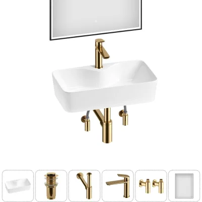 Комплект Wellsee 6 в 1 Lavinia Boho Bathroom Sink накладная раковина 54x30 см 20219355R
