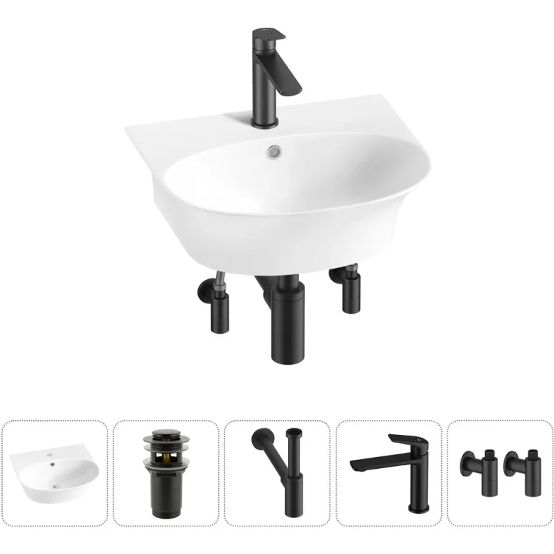 Комплект Wellsee 5 в 1 Lavinia Boho Bathroom Sink накладная/подвесная раковина 46x41 см 20216678R