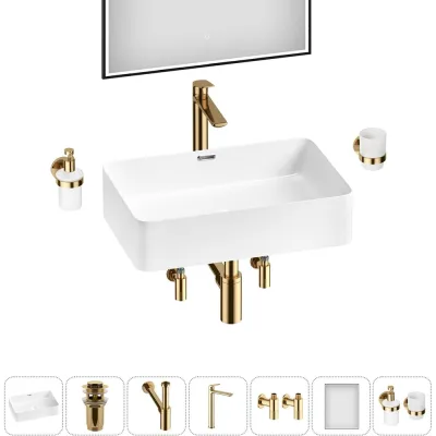 Комплект Wellsee 7 в 1 Lavinia Boho Bathroom Sink накладная раковина 48x31 см 20219327R