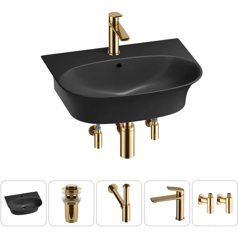 Комплект Wellsee 5 в 1 Lavinia Boho Bathroom Sink накладная/подвесная раковина 55x43 см 20216720R