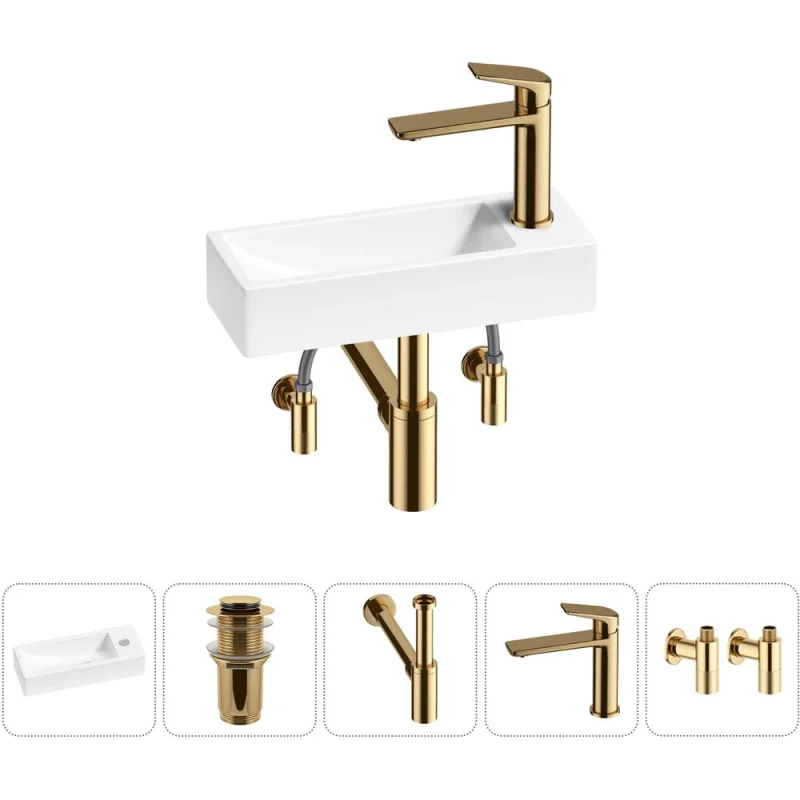 Комплект Wellsee 5 в 1 Lavinia Boho Bathroom Sink накладная/подвесная раковина 38x14 см 20215951R