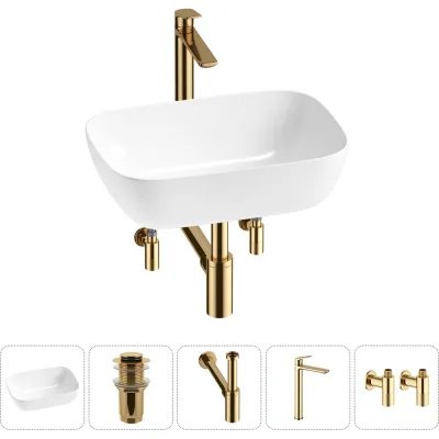 Комплект 5 в 1 Lavinia Boho Bathroom Sink накладная раковина 46x33 см состоит из 3331110 20215205R