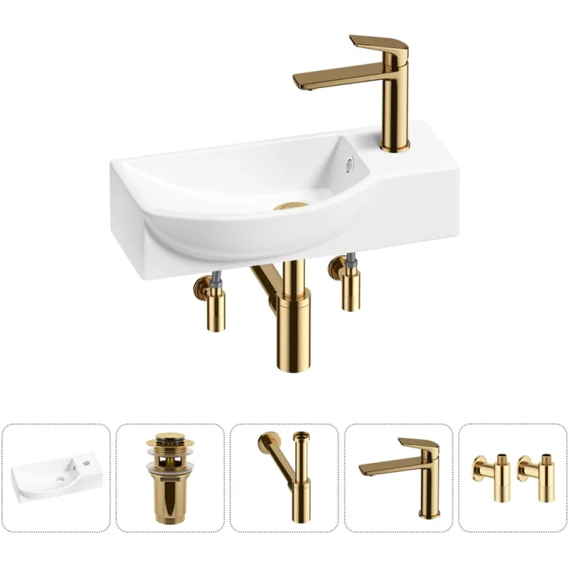 Комплект Wellsee 5 в 1 Lavinia Boho Bathroom Sink накладная/подвесная раковина 45x24 см 20216119R