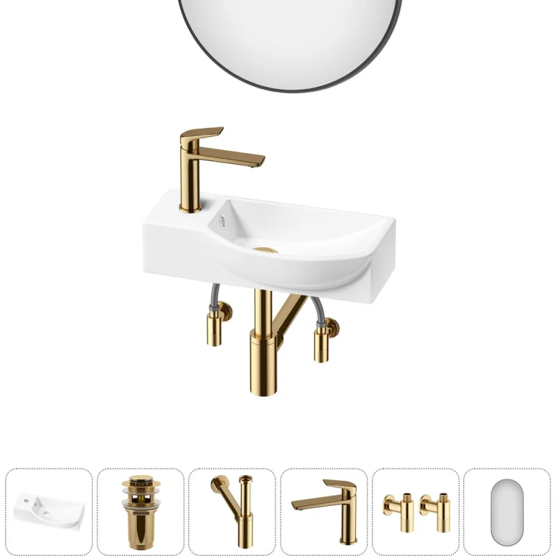 Комплект 6 в 1 Wellsee Bathroom Sink накладная/подвесная раковина 45x24 см состоит 20219627R