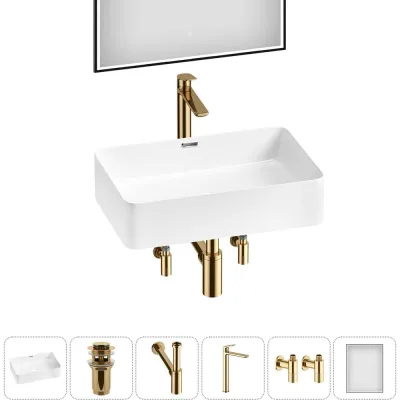 Комплект Wellsee 6 в 1 Lavinia Boho Bathroom Sink накладная раковина 48x31 см 20219323R
