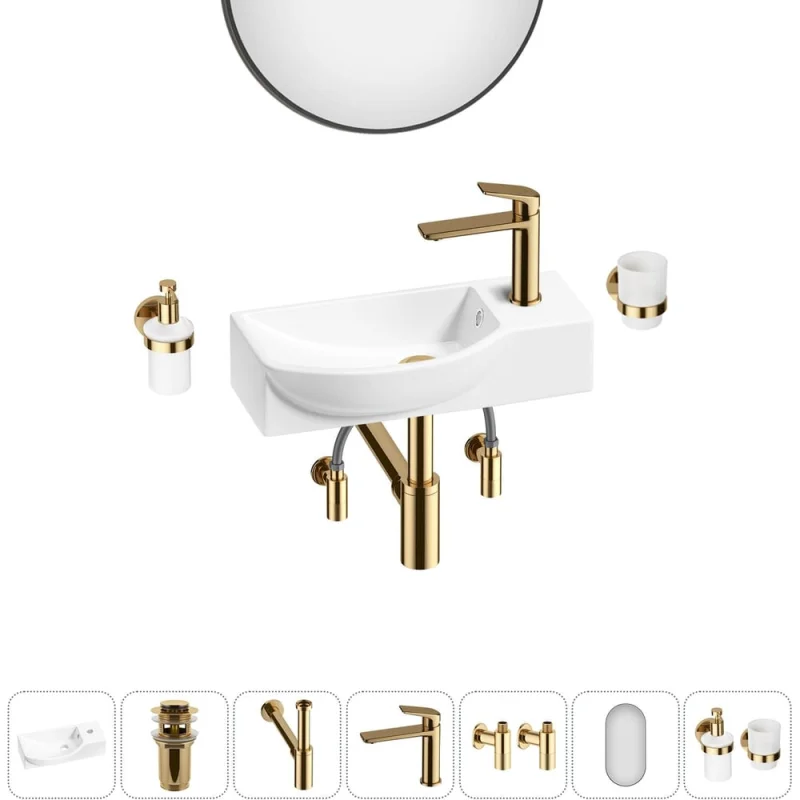 Комплект Wellsee 7 в 1 Lavinia Boho Bathroom Sink накладная/подвесная раковина 45x24 см 20219645R