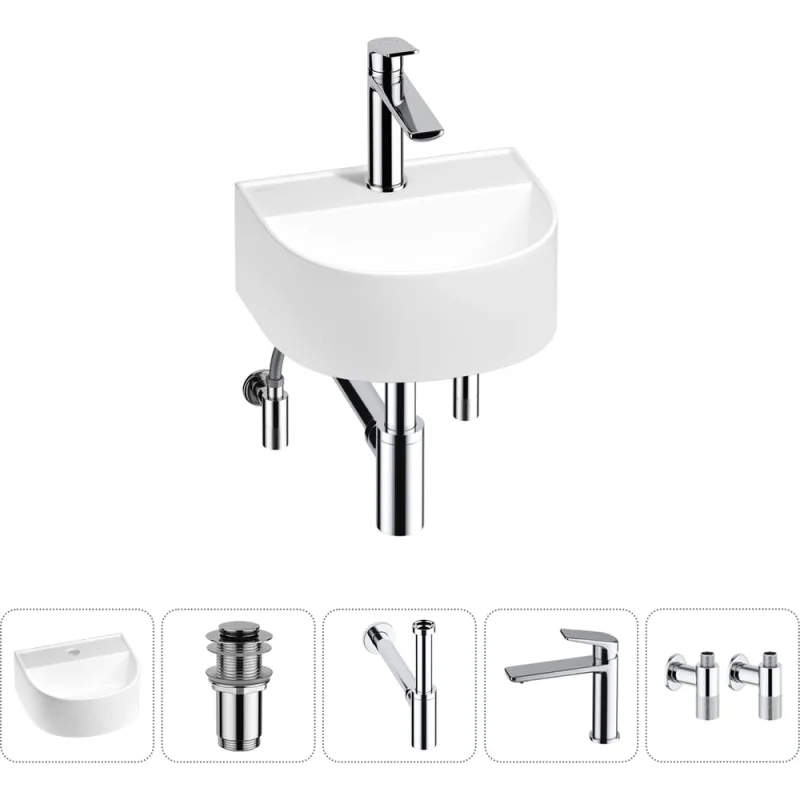 Мини-раковина для ванной комнаты или туалета Wellsee WC Area в наборе 5 в 1 20212121R