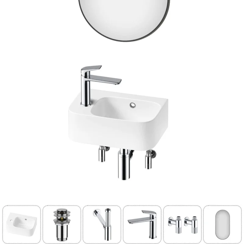 Комплект Wellsee 6 в 1 Lavinia Boho Bathroom Sink накладная/подвесная раковина 37x25 см 20219849R