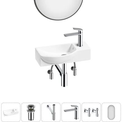 Комплект Wellsee 6 в 1 Lavinia Boho Bathroom Sink накладная/подвесная раковина 45x24 см 20219639R