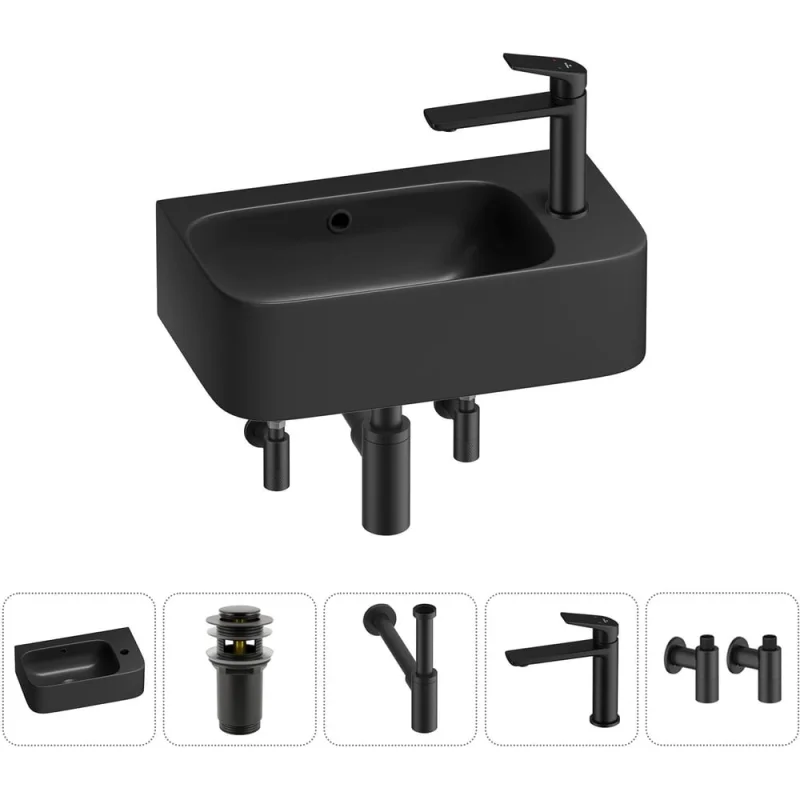 Комплект Wellsee 5 в 1 Lavinia Boho Bathroom Sink накладная/подвесная раковина 45x27 см 20216523R