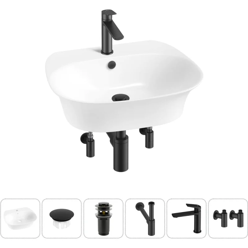 Набор Wellsee 6 в 1 Excellence Pro накладная/подвесная раковина 50x46 см 20217175R
