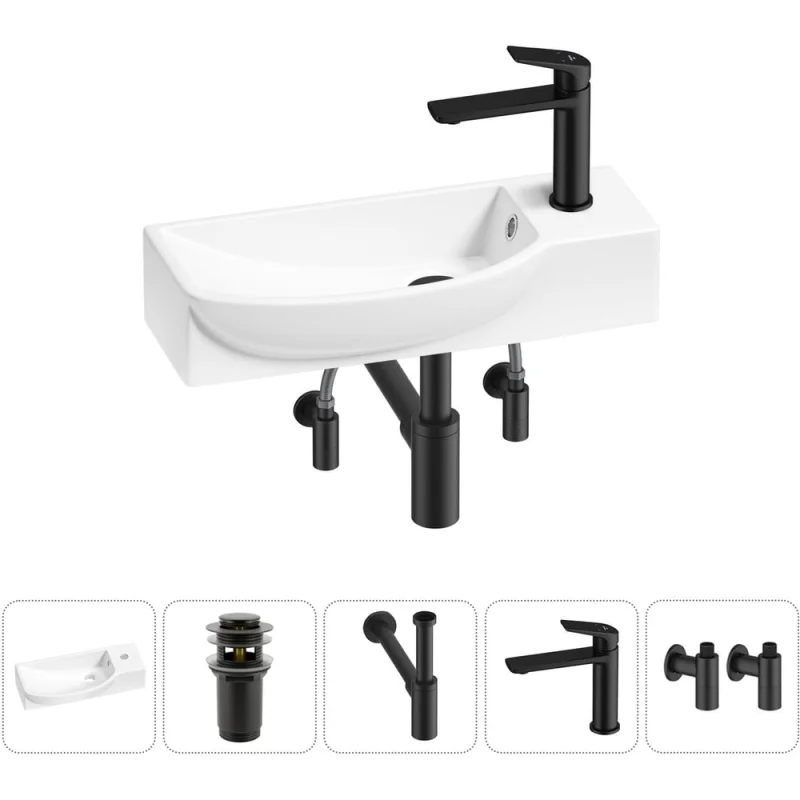 Комплект Wellsee 5 в 1 Lavinia Boho Bathroom Sink накладная/подвесная раковина 50x24 см 20216174R