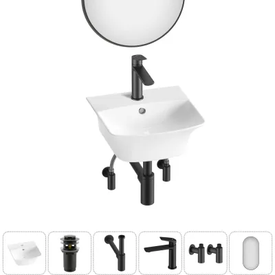 Комплект Wellsee 6 в 1 Lavinia Boho Bathroom Sink накладная/подвесная раковина 35x36 см 20219948R