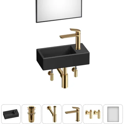 Комплект Wellsee 6 в 1 Lavinia Boho Bathroom Sink накладная/подвесная раковина 40x20 см 20219579R
