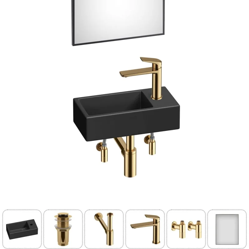 Комплект Wellsee 6 в 1 Lavinia Boho Bathroom Sink накладная/подвесная раковина 40x20 см 20219579R
