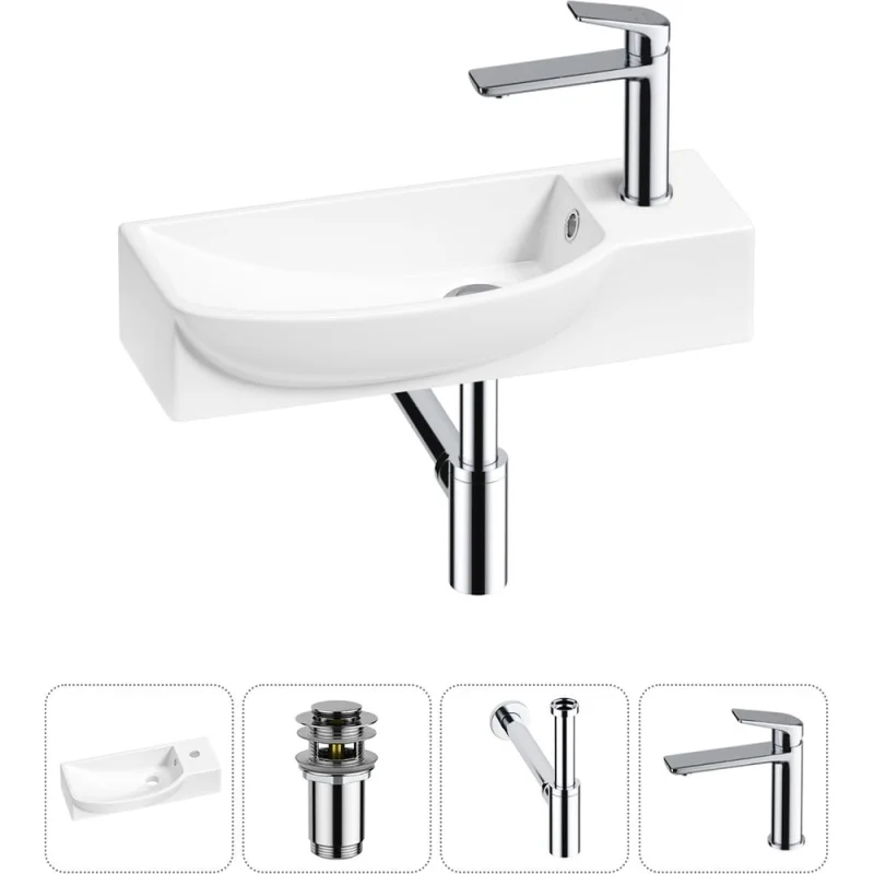 Комплект Wellsee 4 в 1 Lavinia Boho Bathroom Sink накладная/подвесная раковина 50x24 см 20216169R