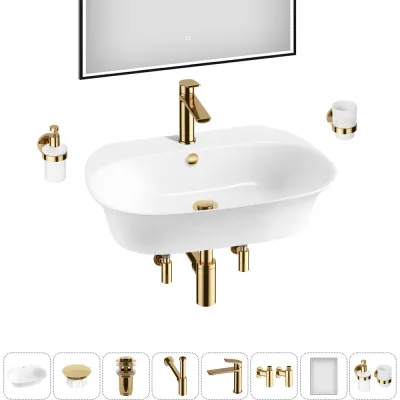 Набор Wellsee 8 в 1 Excellence Pro накладная/подвесная раковина 65x46 см 20219056R