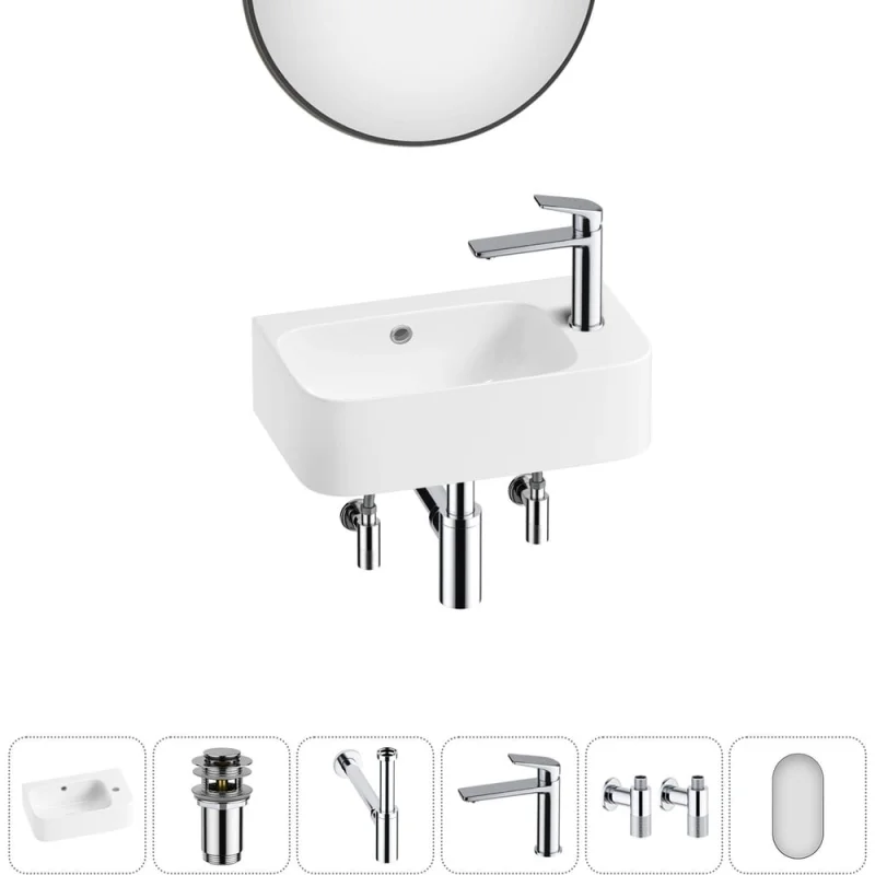 Комплект Wellsee 6 в 1 Lavinia Boho Bathroom Sink накладная/подвесная раковина 45x27 см 20219835R