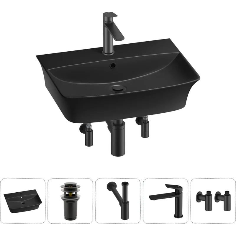 Комплект 5 в 1 Lavinia Boho Bathroom Sink накладная/подвесная раковина 55x42 см 20216803R