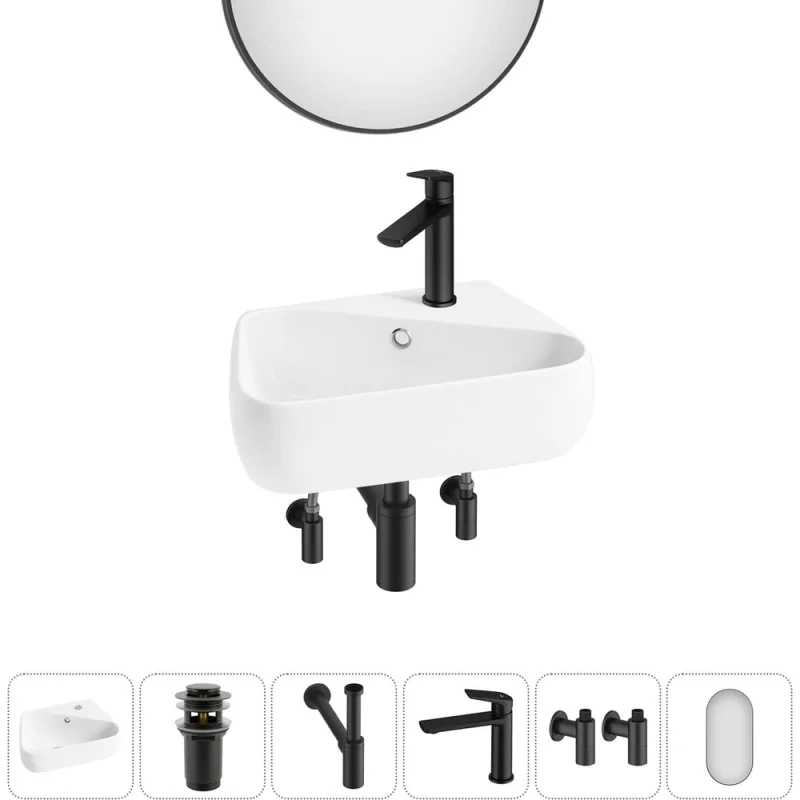 Комплект Wellsee 6 в 1 Lavinia Boho Bathroom Sink накладная/подвесная раковина 44x27 см 20219892R