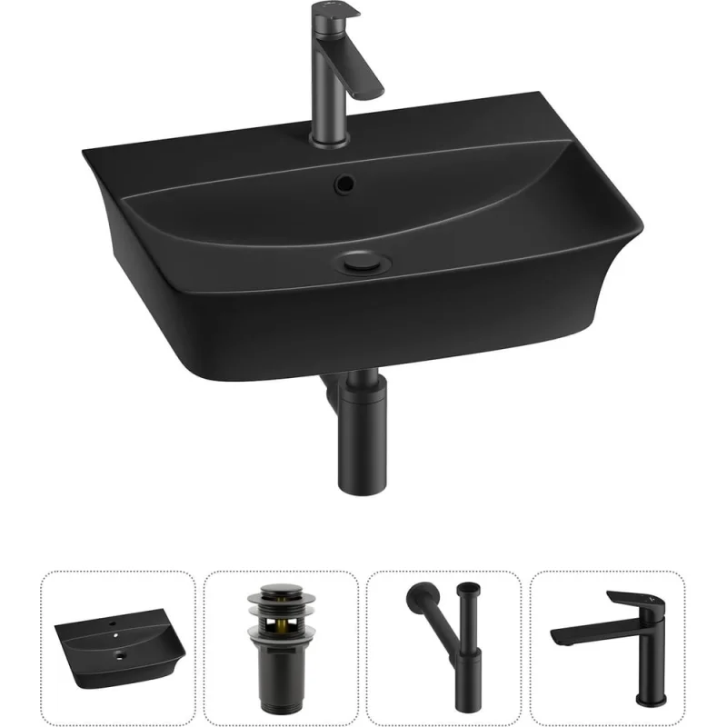 Комплект Wellsee 4 в 1 Lavinia Boho Bathroom Sink накладная/подвесная раковина 55x42 см 20216800R