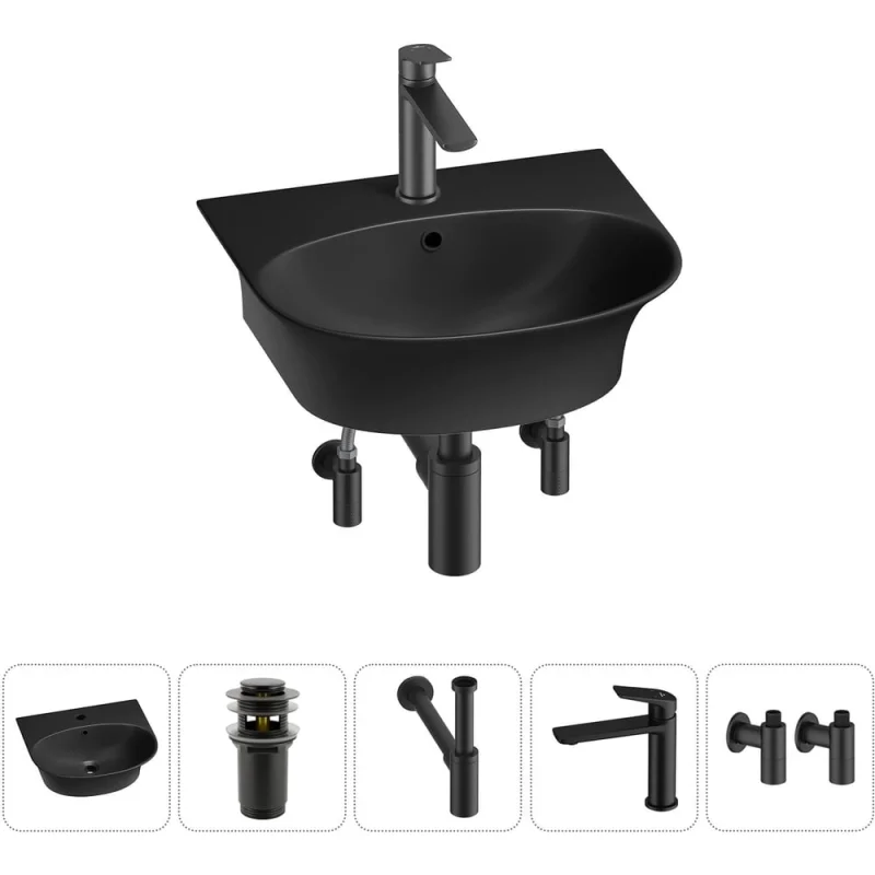 Комплект Wellsee 5 в 1 Lavinia Boho Bathroom Sink накладная/подвесная раковина 46x41 см 20216691R