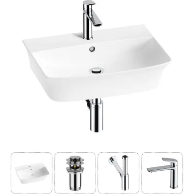Комплект Wellsee 4 в 1 Lavinia Boho Bathroom Sink накладная/подвесная раковина 55x42 см 20216785R